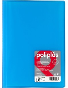 CARPETA Fº 20 FUNDAS SOLDADAS TRANSLUCIDAS AZUL POLIPLAS